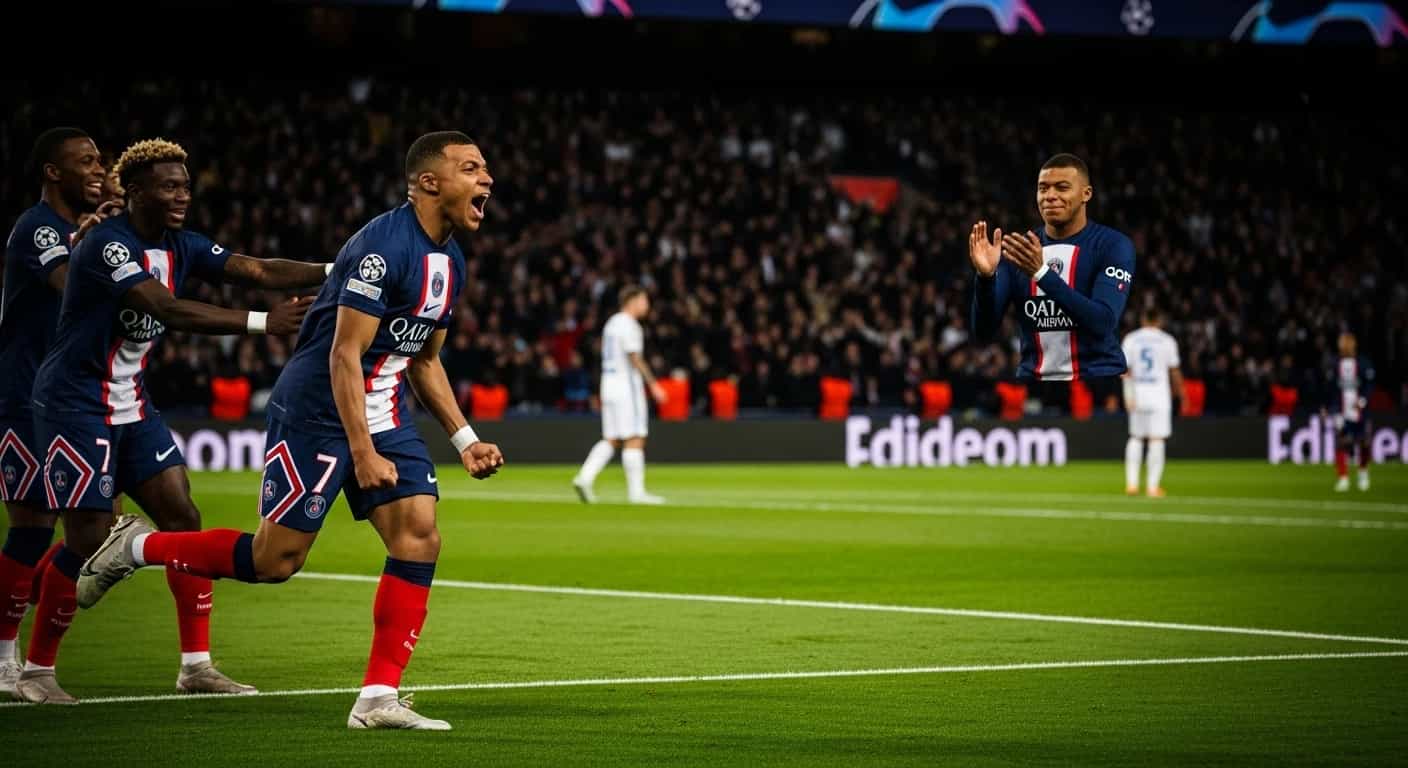 Ethan Mbappé strzela gola przeciwko PSG przy aplauzie brata Kyliana z trybun
