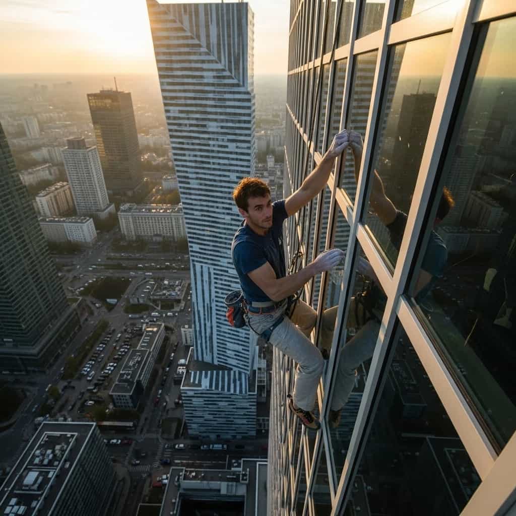Francuski śmiałek zdobył szczyt Varso Tower bez zabezpieczeń. Pierwsza taka wspinaczka w historii wieżowca