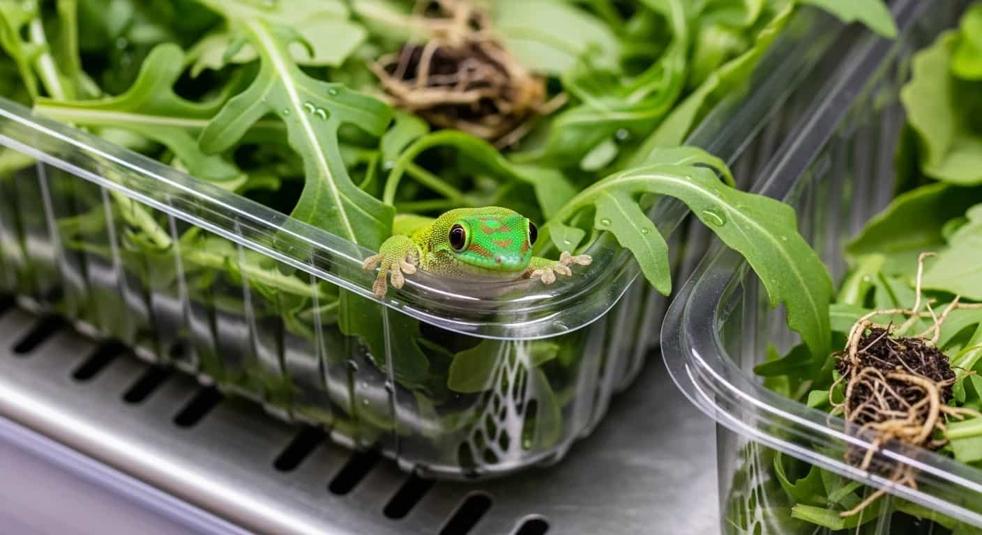 Gekon podróżował w paczce rukoli z Włoch do polskiego sklepu