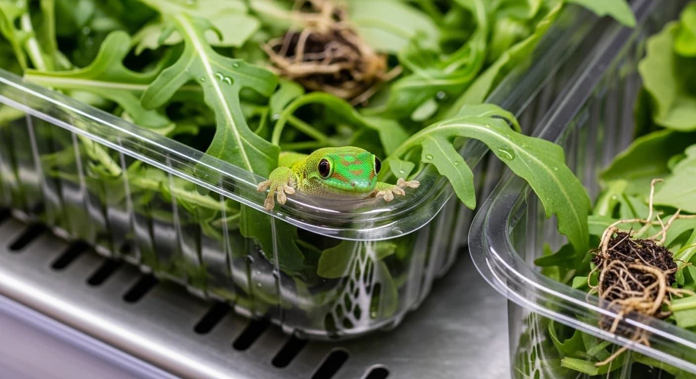 Gekon podróżował w paczce rukoli z Włoch do polskiego sklepu