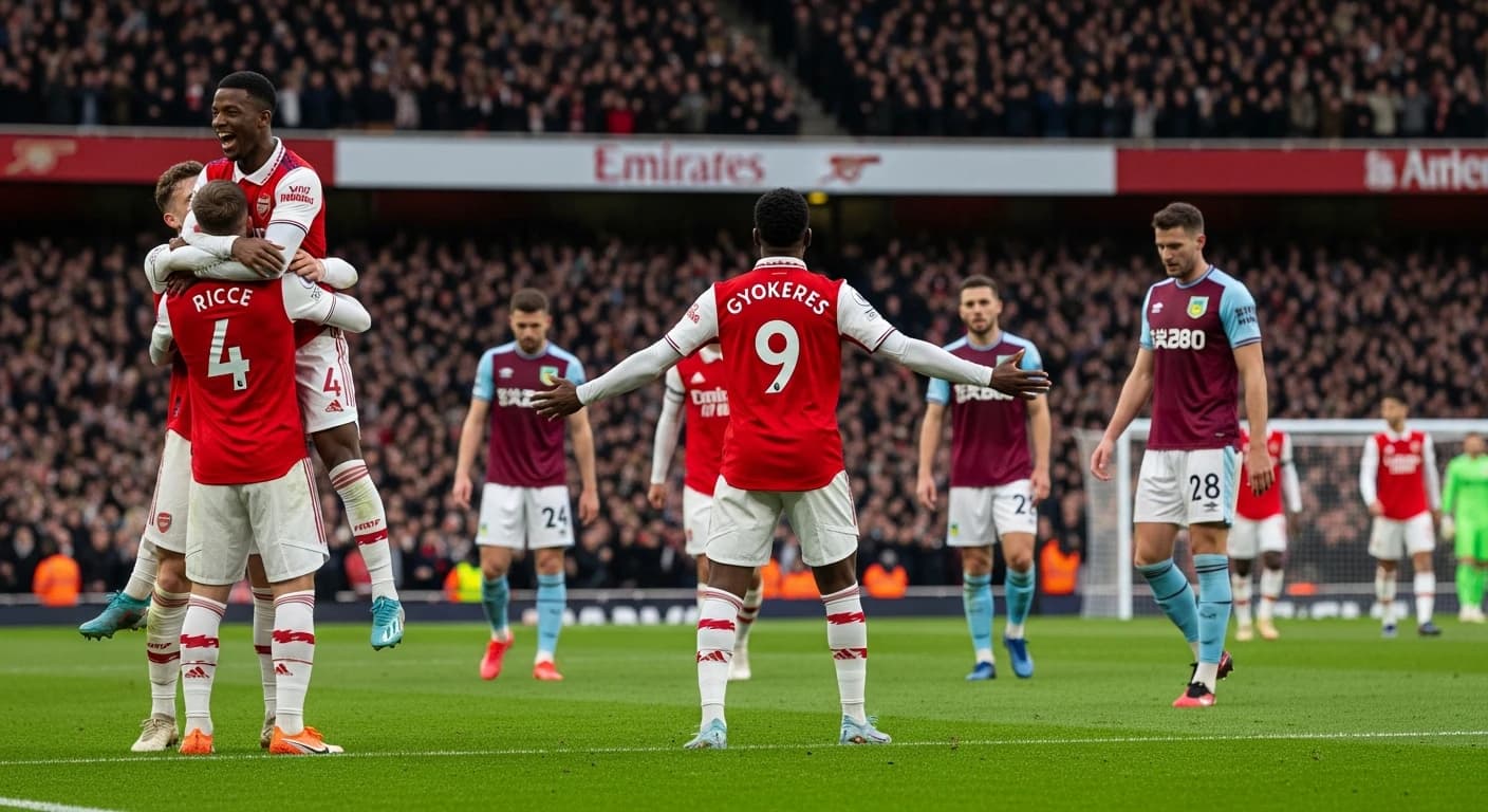 Arsenal dominuje w pierwszej połowie przeciwko Burnley, prowadzi 2-0 po golach Gyokeresa i Rice'a