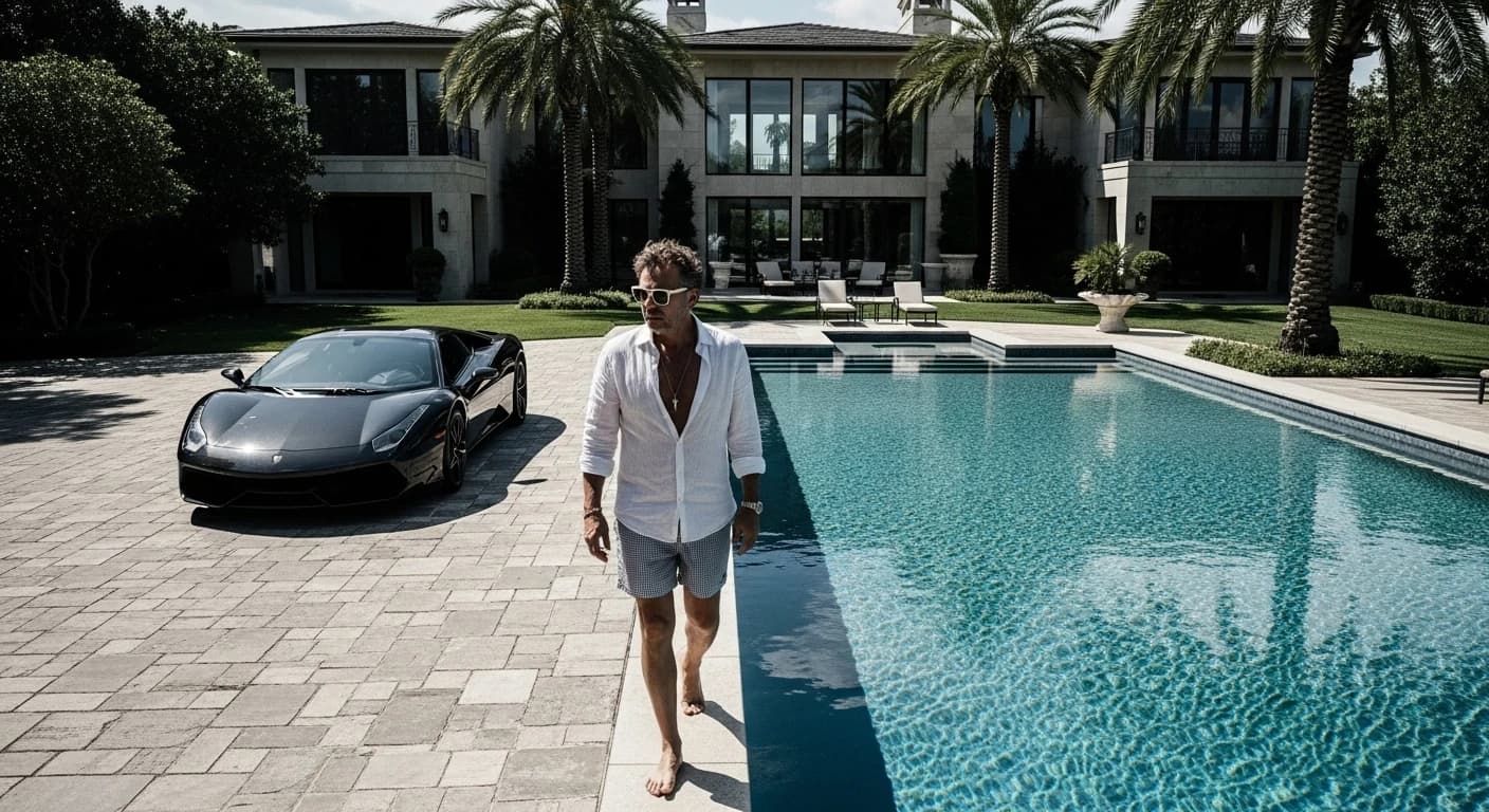 Seweryn Krajewski prowadzi luksusowe życie w USA - pokazał dom z basenem i ekskluzywne auto