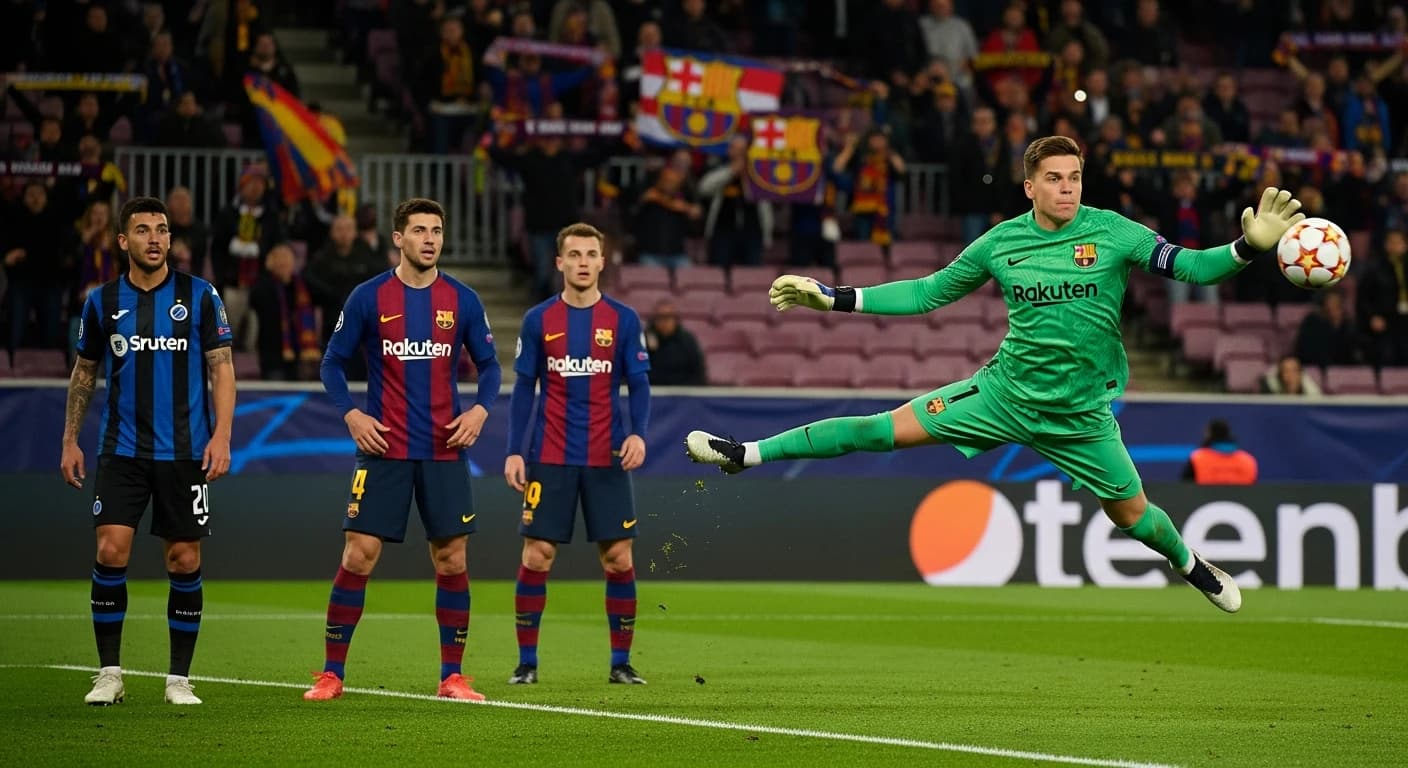 Barcelona remisuje w Brugii po dramatycznym meczu ze Szczęsnym w roli głównej