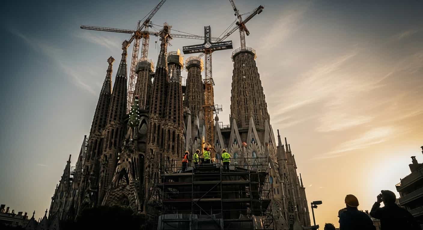 Sagrada Familia oficjalnie najwyższym kościołem świata po montażu elementu krzyża