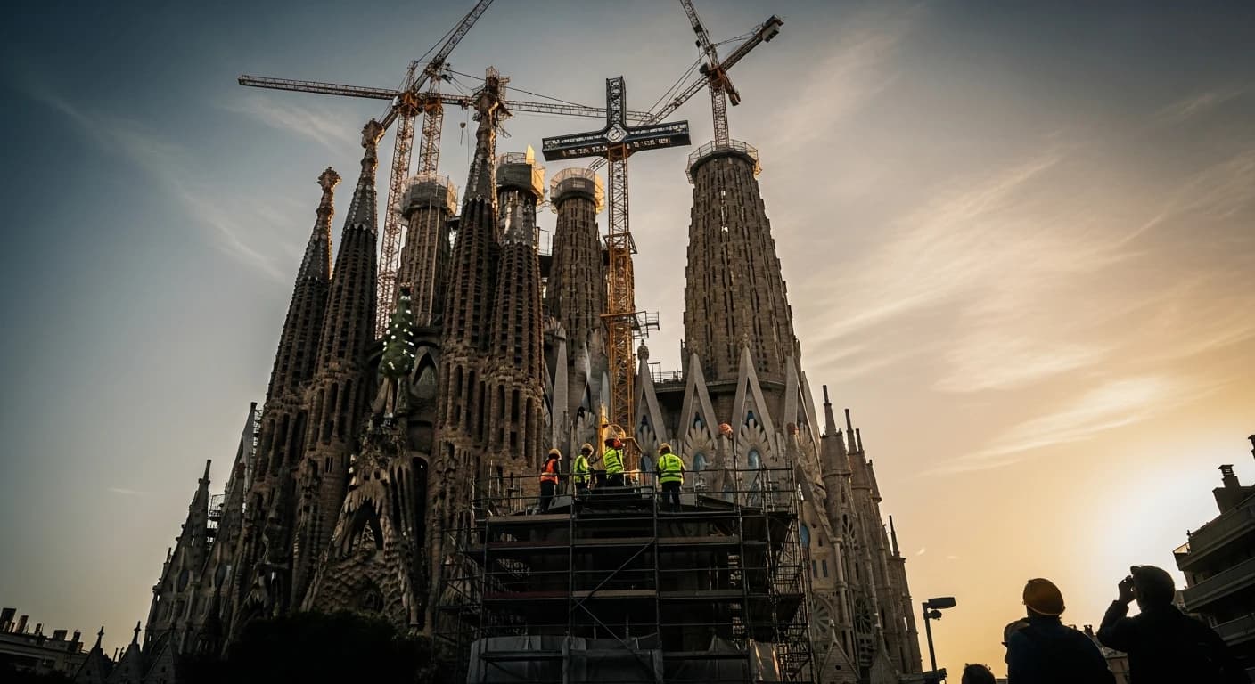 Sagrada Familia oficjalnie najwyższym kościołem świata po montażu elementu krzyża