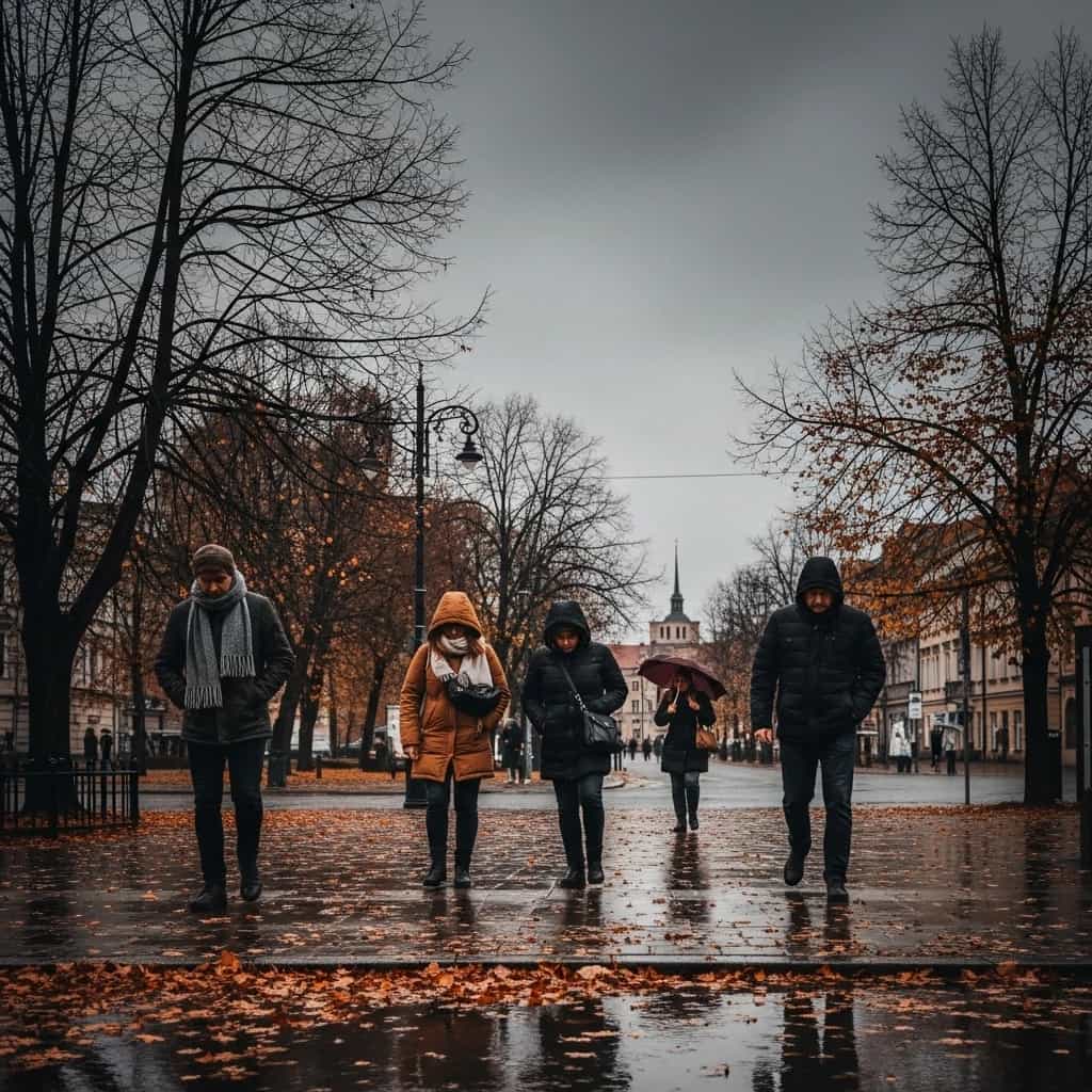 Chłodna jesień w Kaliszu - drastyczny spadek temperatury i zachmurzone niebo