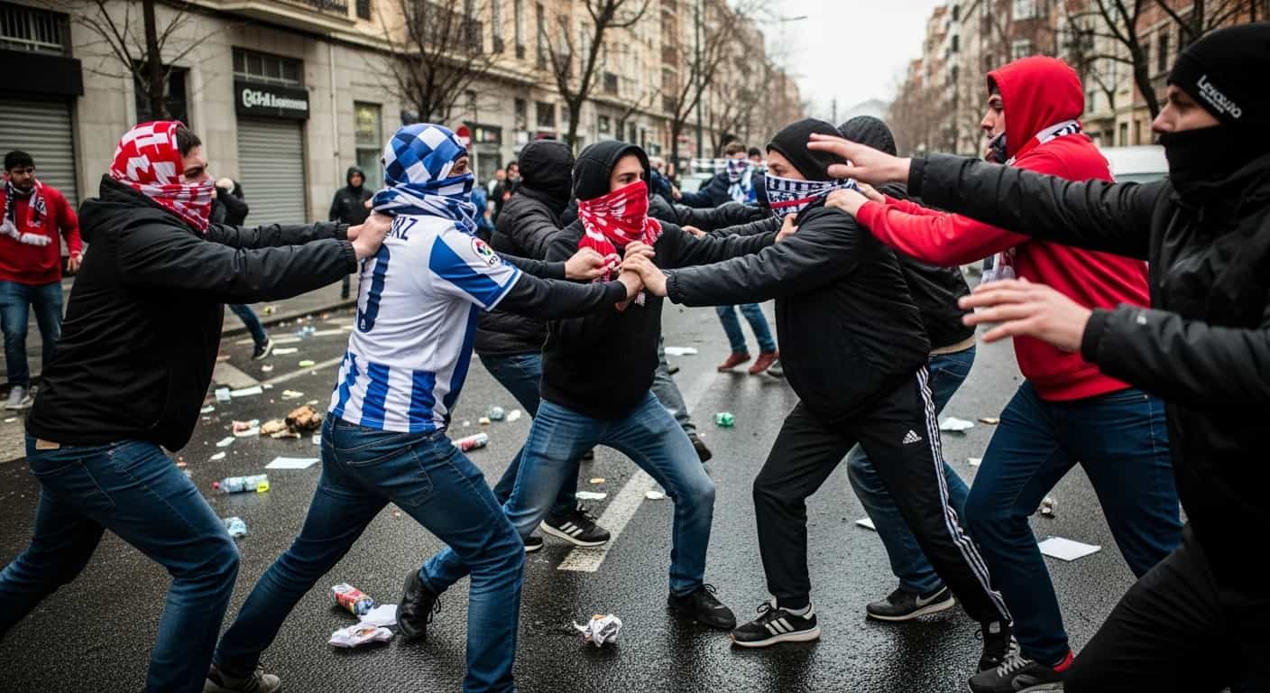 Zamieszki w Madrycie przed meczem Lecha z Rayo Vallecano - kibice starli się przed spotkaniem Ligi Konferencji