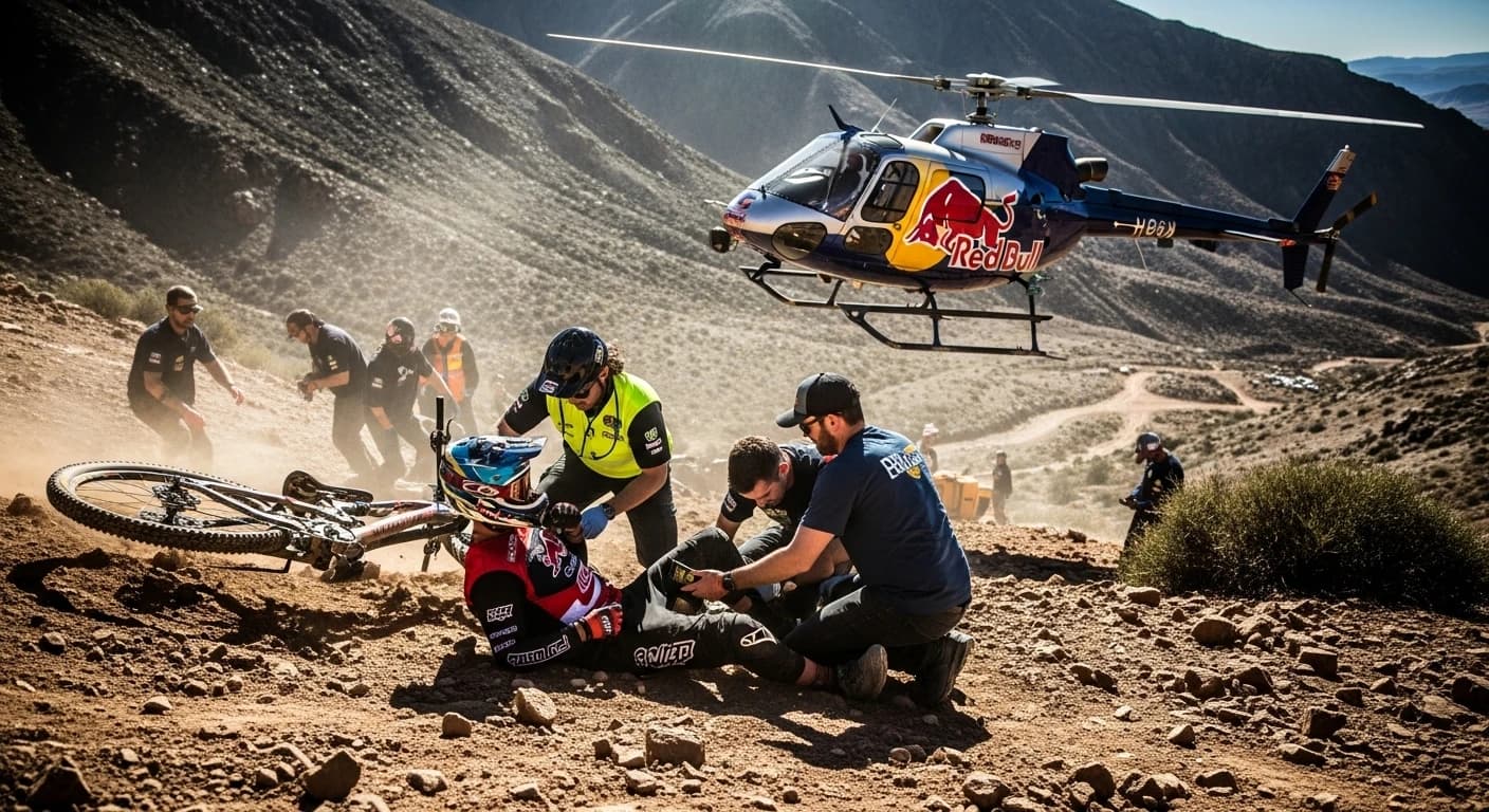 Dramatyczny wypadek Adolfa Silvy podczas Red Bull Rampage - zawodnik ewakuowany helikopterem