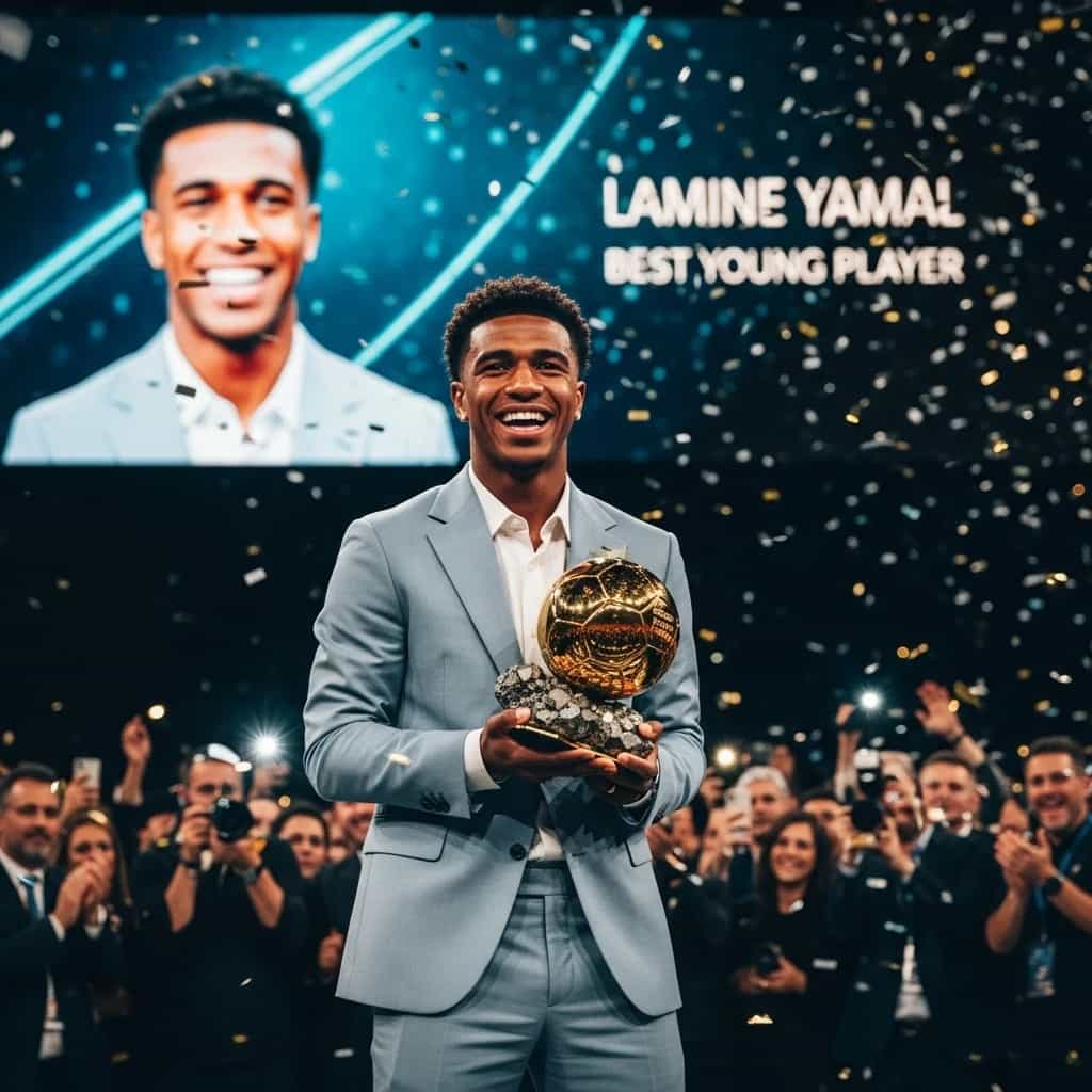 Lamine Yamal zdobywa nagrodę dla najlepszego młodego piłkarza na Ballon d'Or 2025