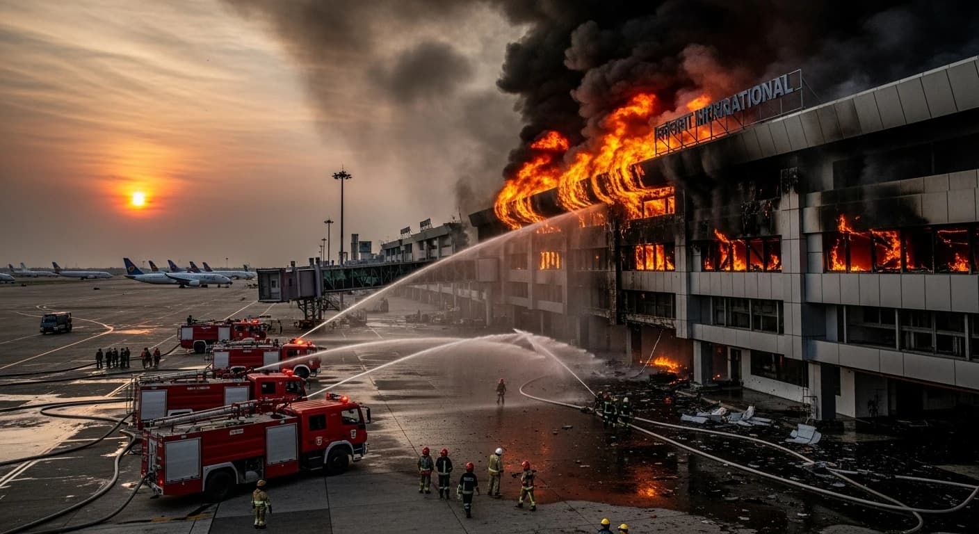 Potężny pożar na lotnisku w Dhace sparaliżował ruch lotniczy w Bangladeszu