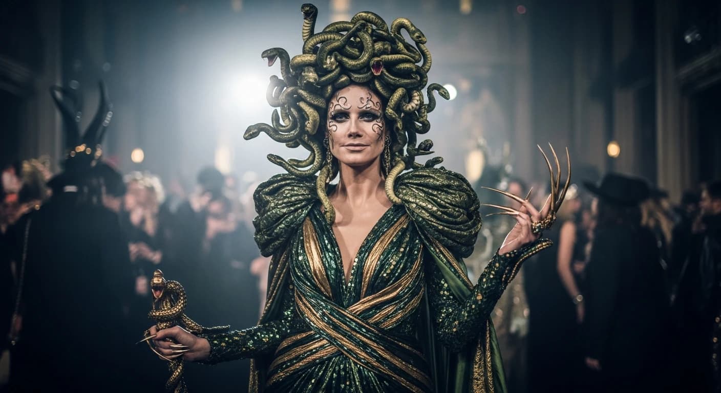 Heidi Klum jako Meduza - królowa Halloween 2025 zachwyciła gości swoim przerażającym kostiumem