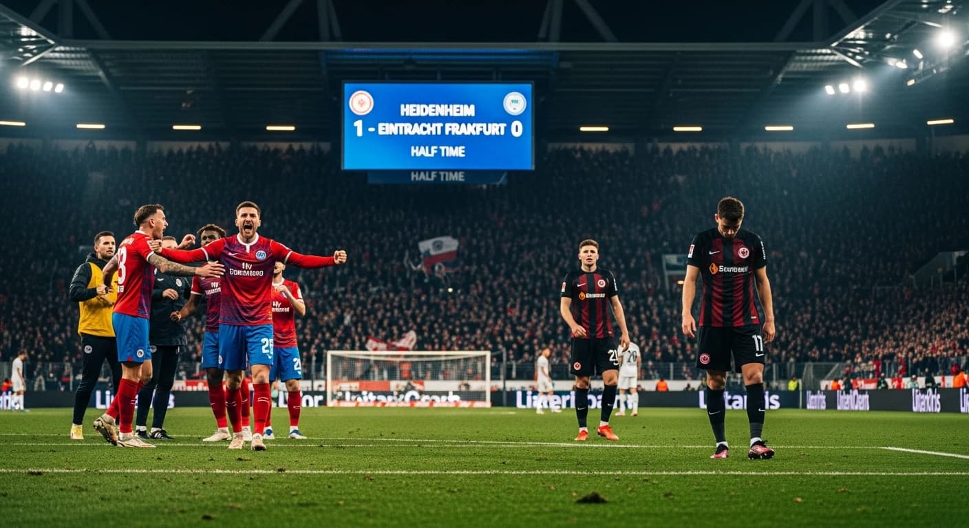Heidenheim sprawia niespodziankę prowadząc 1:0 z Eintracht Frankfurt w przerwie