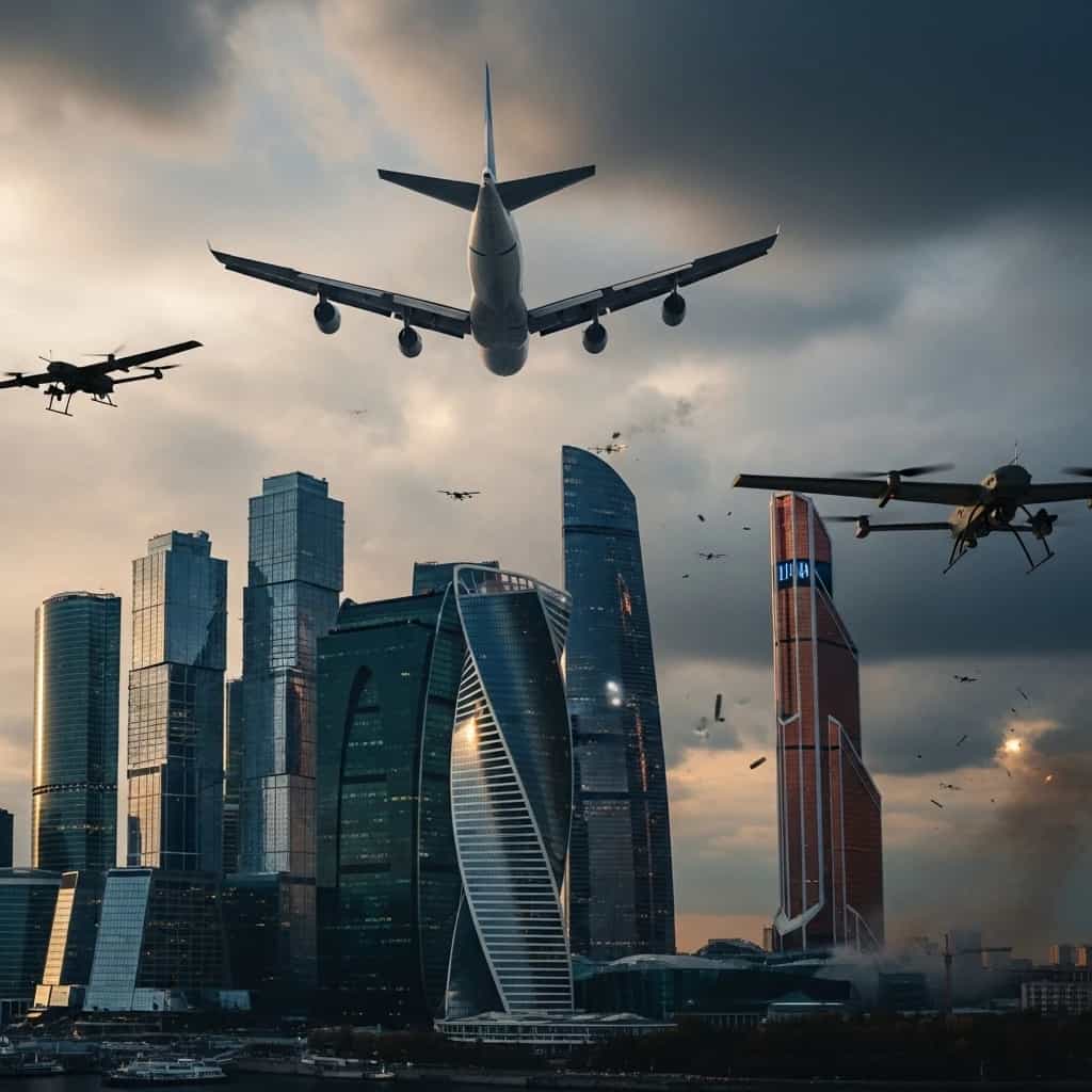 Ukraińskie drony zaatakowały Moskwę - samolot pasażerski leciał tuż nad wieżowcami