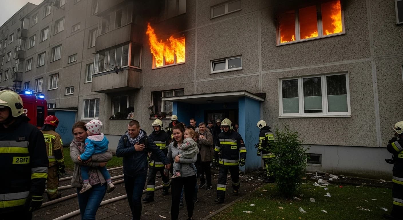 Pożar w Toruniu: Dramatyczna ewakuacja mieszkańców z płonącego bloku przy ul. Lubickiej