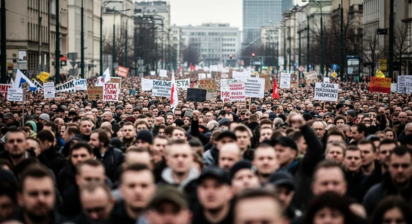 Tysiące związkowców protestuje w Katowicach przeciwko upadkowi śląskiego przemysłu