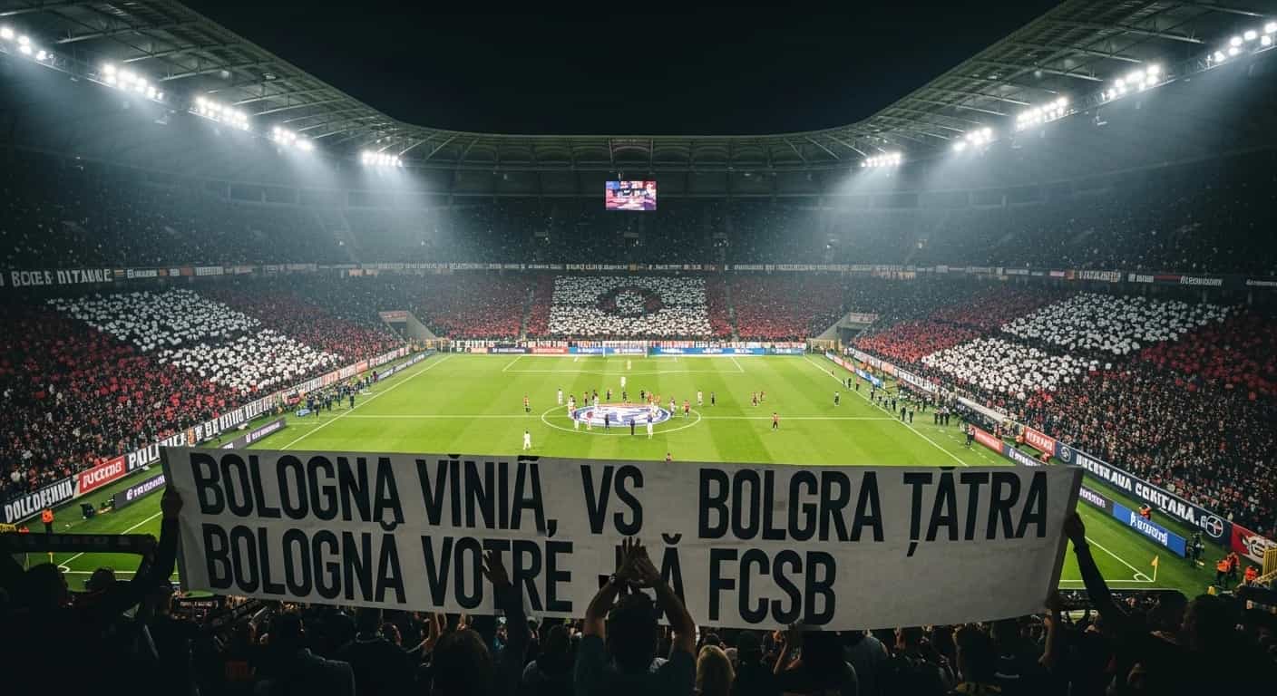 Bologna upokorzyła FCSB na Arena Națională - włoscy fani z prowokacyjnym transparentem