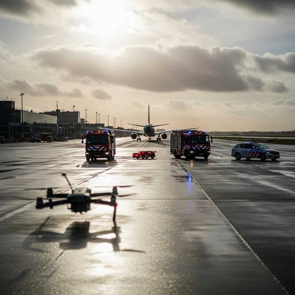 Niebezpieczny incydent z dronem na lotnisku Schiphol. Pas startowy zamknięty na 45 minut