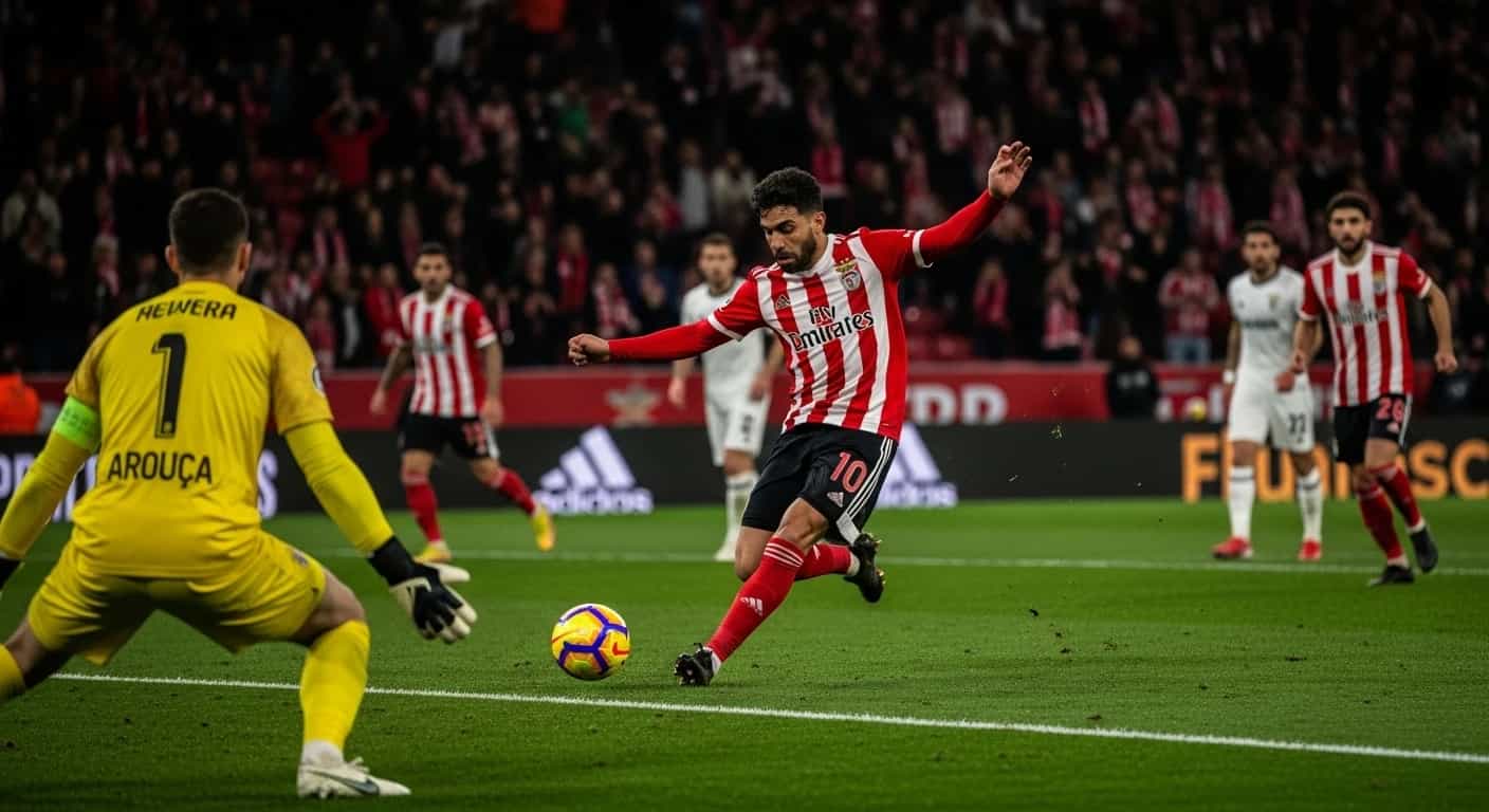 Benfica pokonuje Arouca 2-0 dzięki dwóm rzutom karnym Pavlidisa