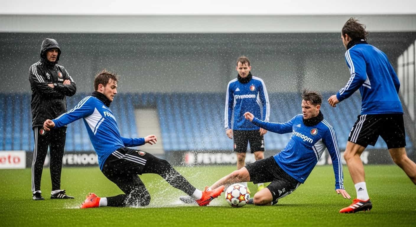 Feyenoord zmaga się z pogodowymi wyzwaniami przed meczem z Panathinaikosem