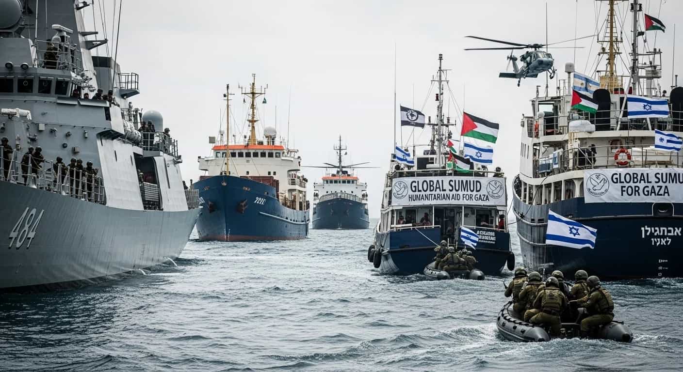 Marynarka izraelska przechwytuje flotyllę pomocy humanitarnej Global Sumud płynącą do Gazy